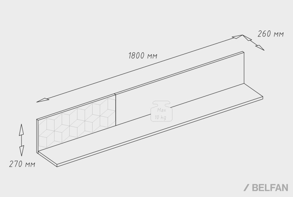 Полка настенная "Этна" 180 массив дуба 4