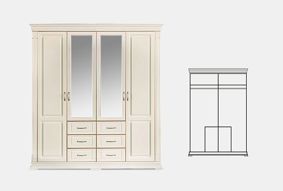 Шкаф 4-х дверный "Верди Люкс" массив и шпон дуба 4