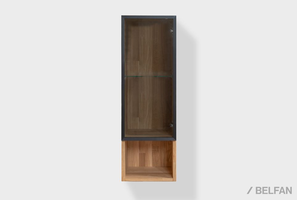 Шкаф настенный "Этна" стекло (правый) массив дуба 2