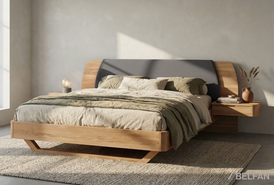 Кровать "Монблан" (с прикроватными тумбами) массив дуба 1