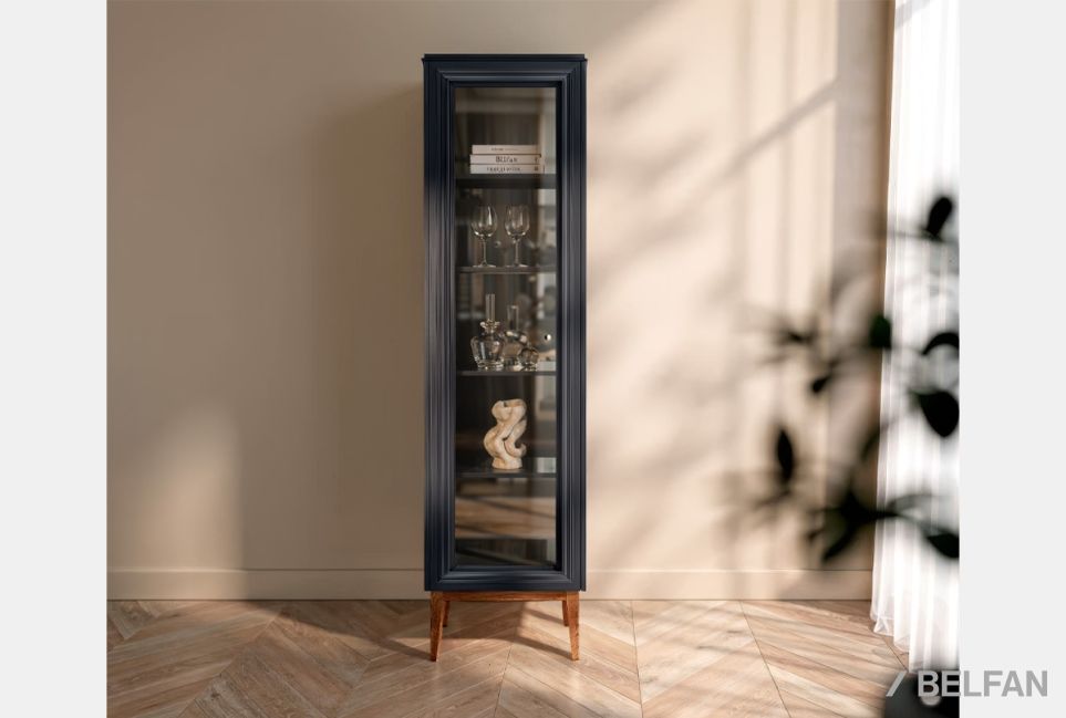 Витрина 1-но дв. "Сакраменто" (левая) массив и шпон дуба, МДФ 4