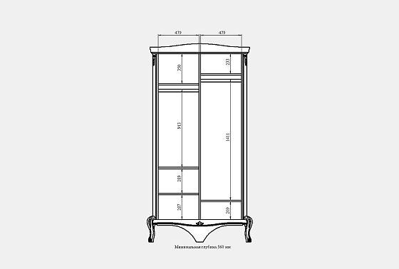 Шкаф для одежды "Флерон" 2-х дв. массив и шпон бука 3