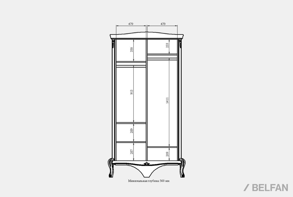 Шкаф для одежды "Флерон" 2-х дв. массив и шпон бука 2