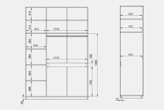 Шкаф 3-х дверный "Сакраменто" МДФ, шпон дуба 6