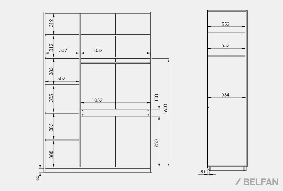 Шкаф 3-х дверный "Сакраменто" МДФ, шпон дуба 5