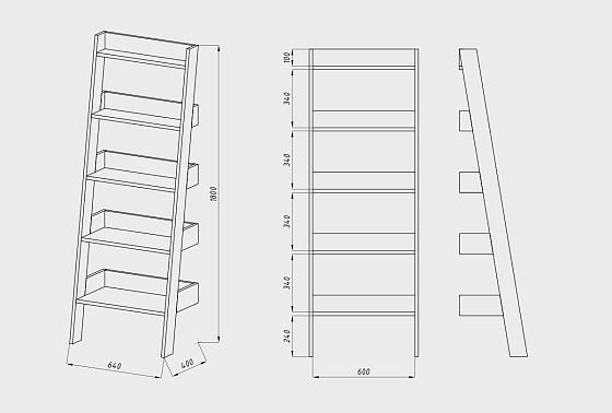 Стеллаж "Ирвинг" массив дуба 11