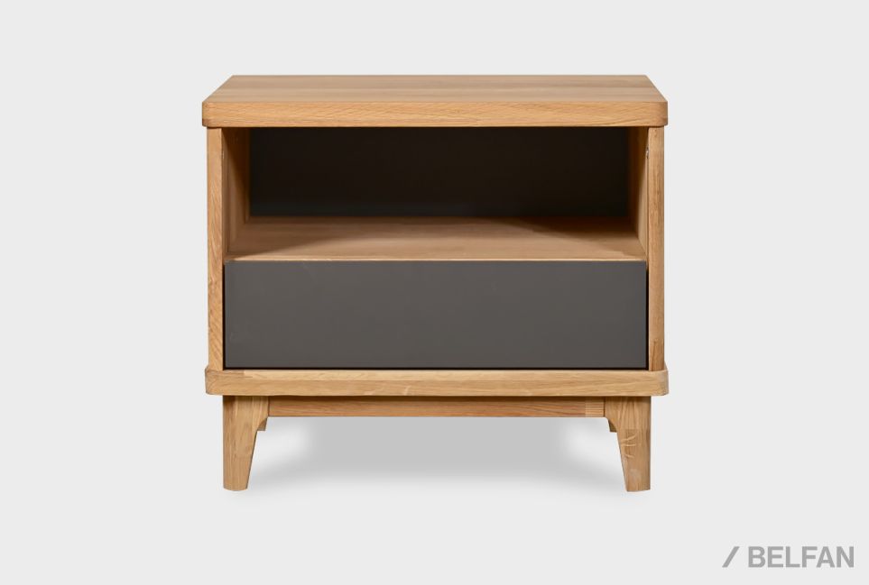 Тумба прикроватная "Уоллстрит" (с нишей) массив дуба, МДФ 2