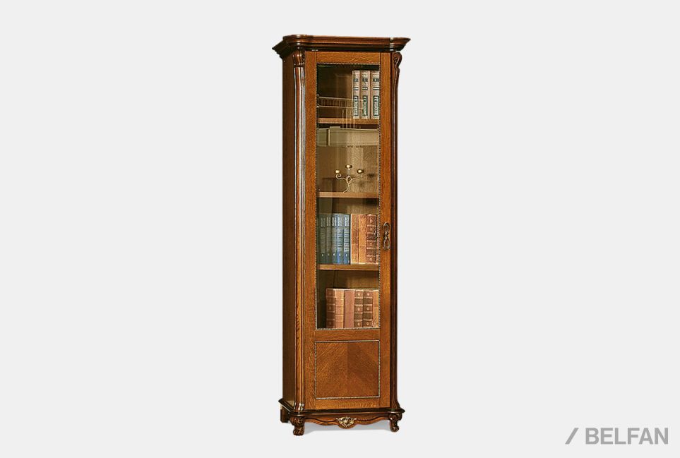 Шкаф для книг "Алези 8/1" (левый) массив и шпон дуба 1