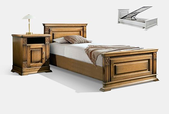 Кровать "Верди Люкс" (высокое изножье) с подъемным механизмом массив и шпон дуба 3