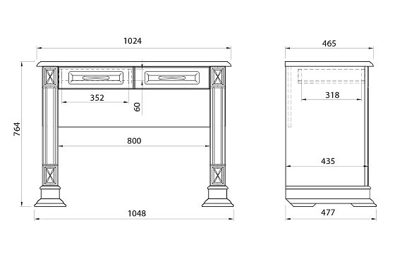 Стол туалетный "Верди Люкс" массив и шпон дуба 5