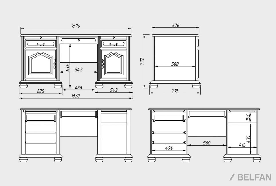 Стол письменный "Давиль" 1410 массив и шпон дуба 2