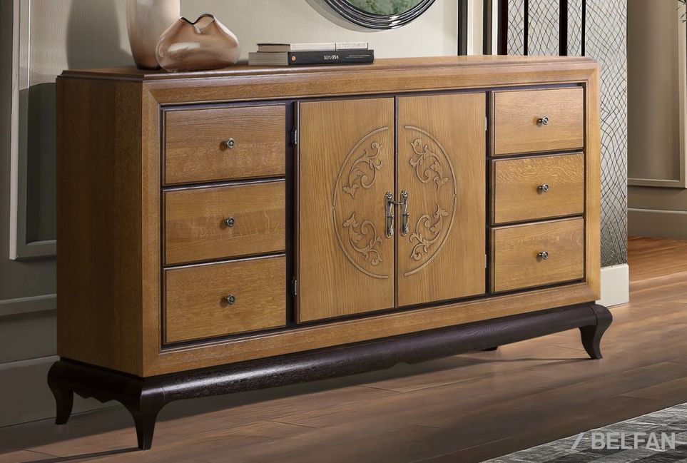 Тумба "Соната" 4 (с ящиками) массив и шпон дуба 1