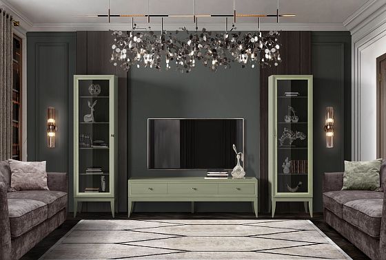 Шкаф с витриной 1-но дв. "Коста" левый (подсветка) массив и шпон дуба 5