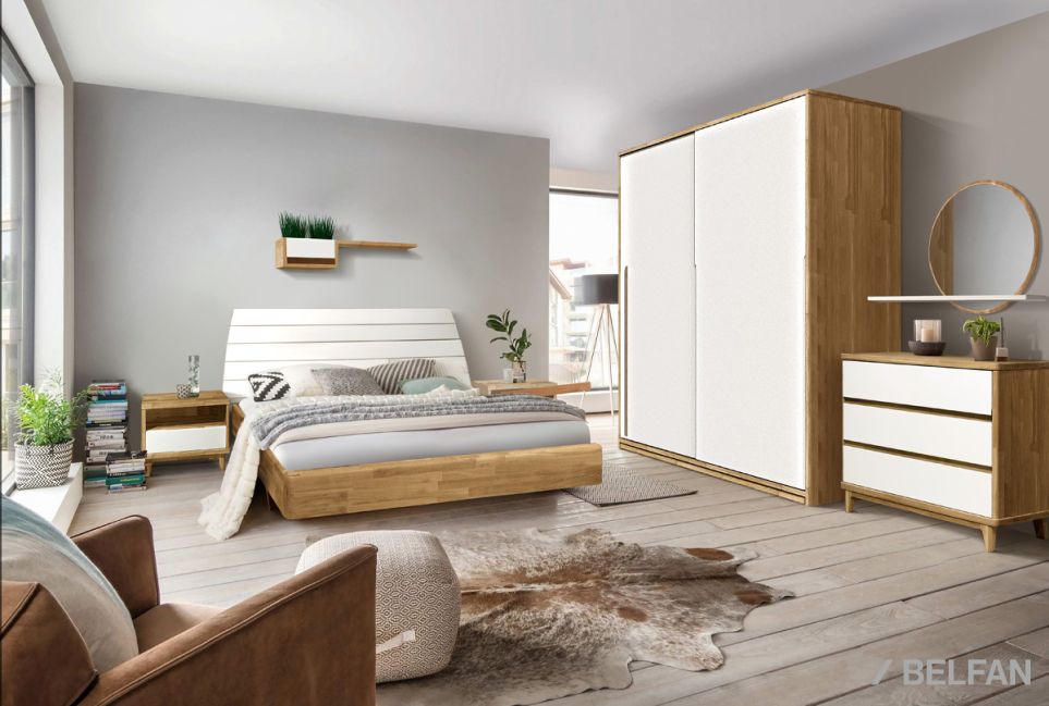 Кровать "Уоллстрит" (комбинированная) массив дуба, МДФ 6