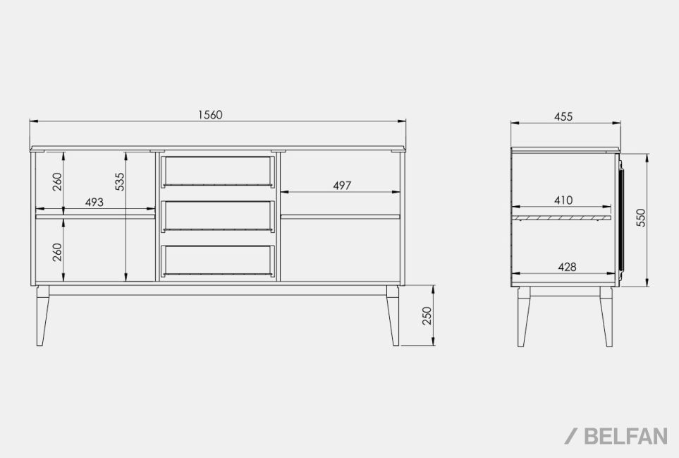 Тумба "Сакраменто" 3 (с ящиками) массив и шпон дуба, МДФ 2