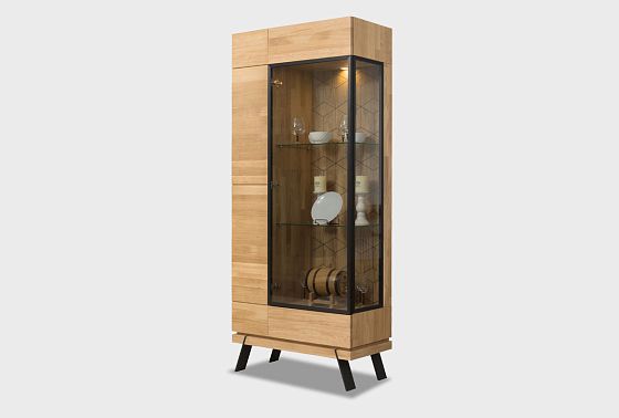 Витрина 2-х дверная "Этна" (левая) массив дуба, металл 5
