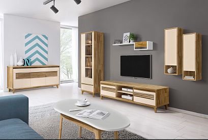 Тумба "Уоллстрит" 3; 3 двери; *А-012.33; к-бейц-масло, ф-нюд, вст-бейц-масло