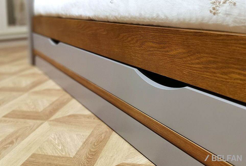 Кровать-диван под два матраса "Бриансон" массив и шпон дуба, МДФ 5