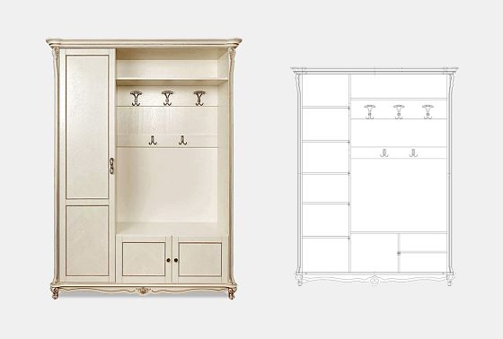 Шкаф комбинированный "Алези 1" (правый) массив и шпон дуба 3