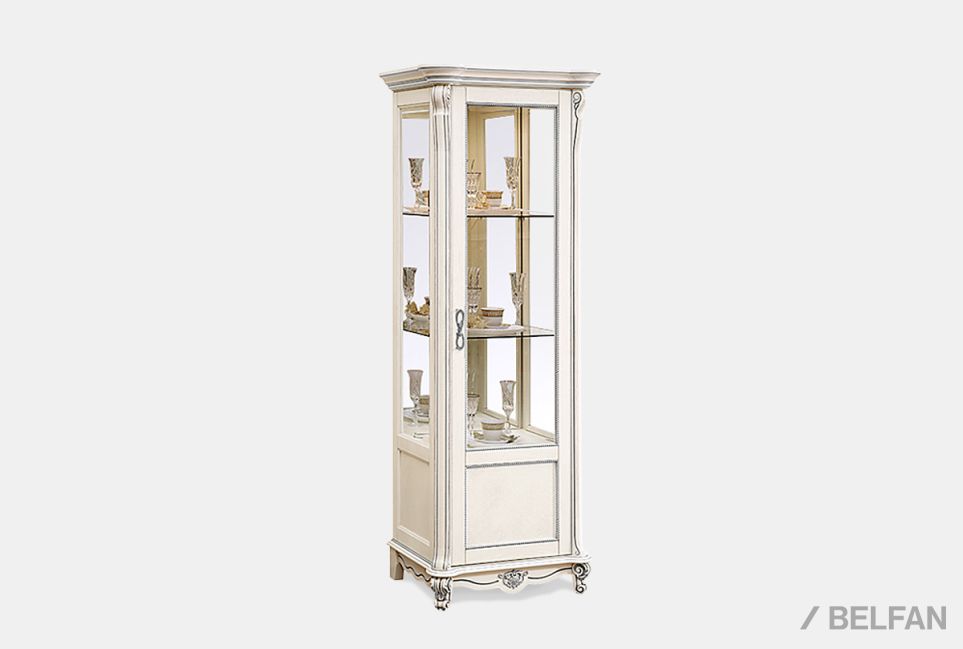 Шкаф с витриной "Алези 8" (правый) массив и шпон дуба 1