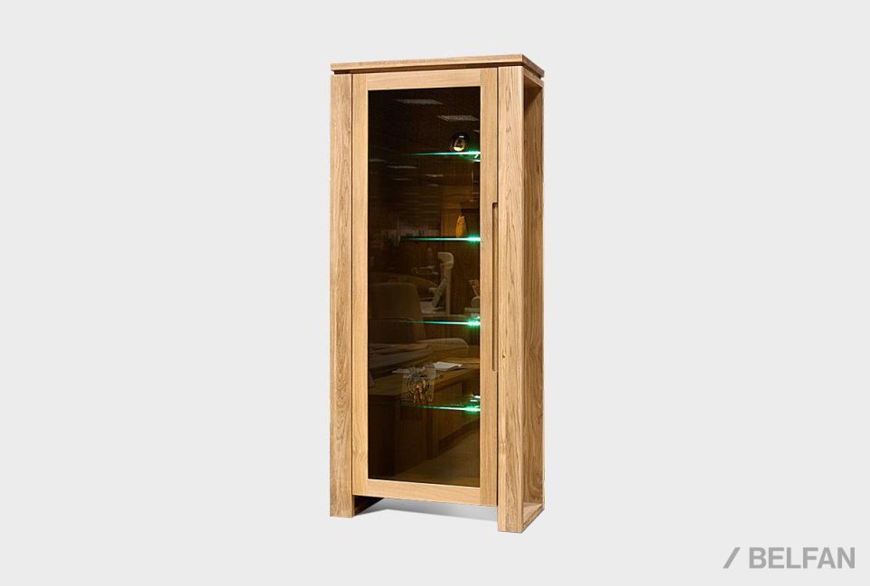Шкаф с витриной 1-но секц. "Берген" (левый) массив и шпон дуба 1