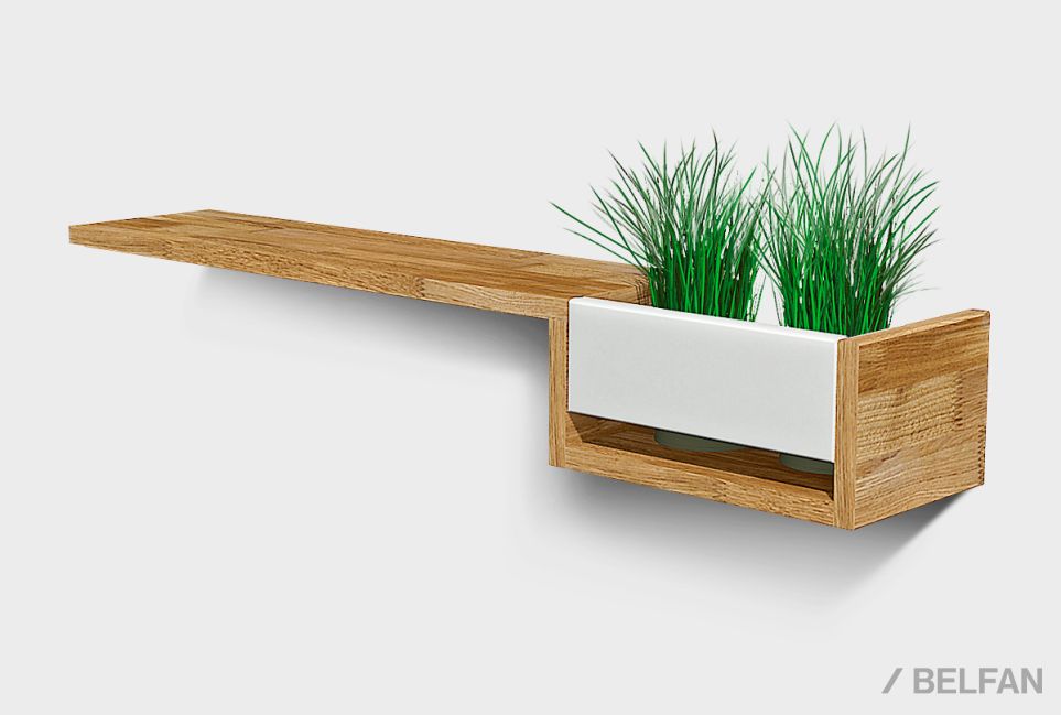 Полка с нишей "Уоллстрит" (правая) массив дуба, МДФ 1