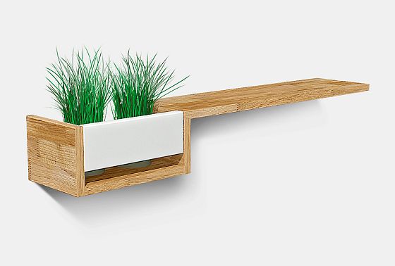 Полка с нишей "Уоллстрит" (левая) массив дуба, МДФ 3