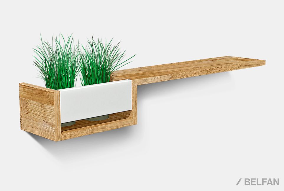 Полка с нишей "Уоллстрит" (левая) массив дуба, МДФ 1