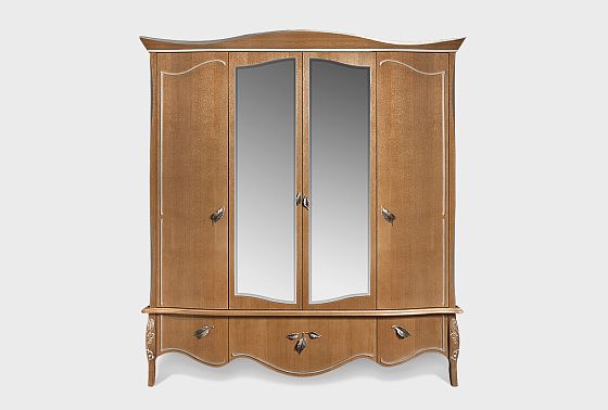 Шкаф для одежды 4-х дв. "Трио" (с зеркалом) массив и шпон дуба 8