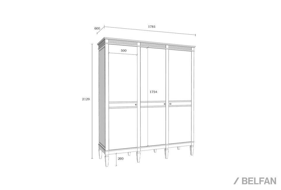 Шкаф для одежды 3-х дверный "Ольса" 03 массив сосны 4