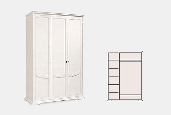 Шкаф для одежды 3-х дв. "Лика" (без зеркала) массив и шпон дуба 4