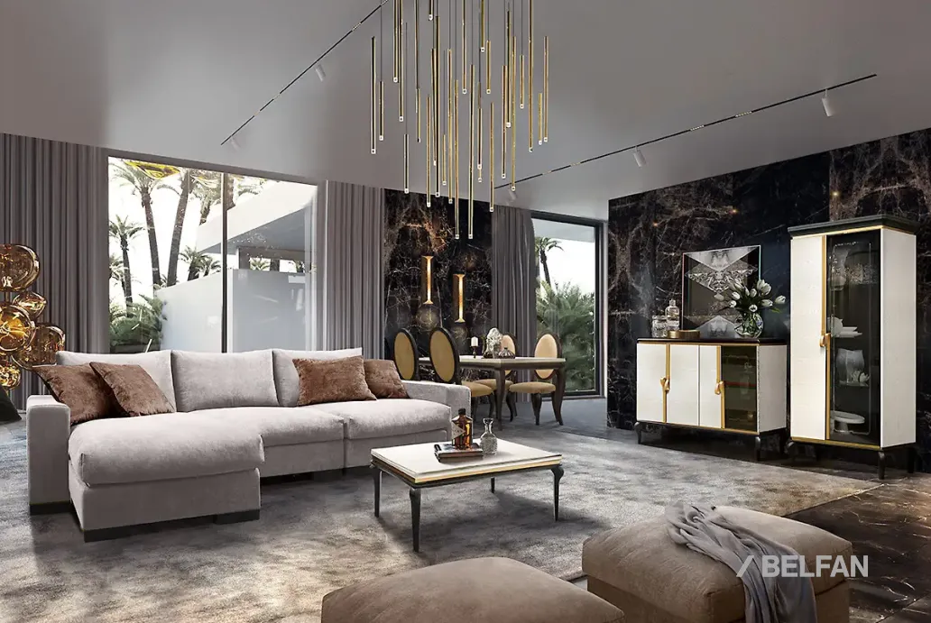 Гостиная «Мадлен» #3 альба+черная эмаль