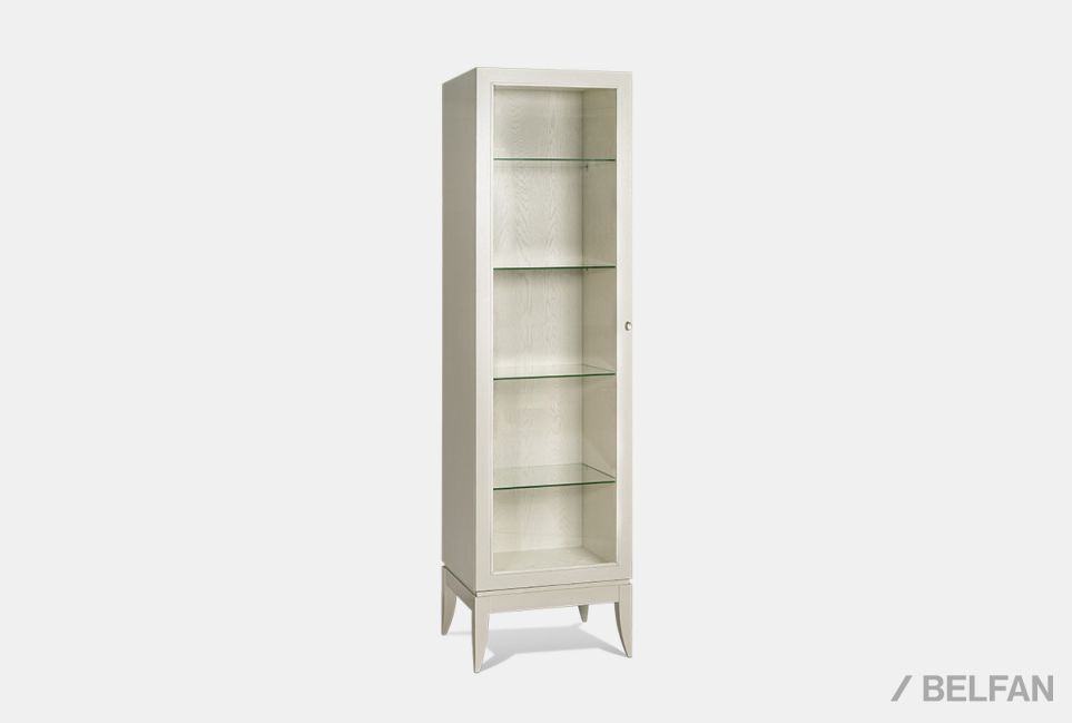 Шкаф с витриной 1-но дв. "Коста" левый (подсветка) массив и шпон дуба 1