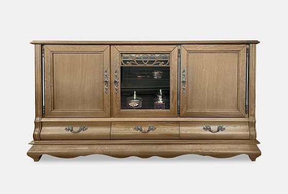 Тумба "Тэфи" 06/01 (глухие и стекл. двери) массив и шпон дуба 4