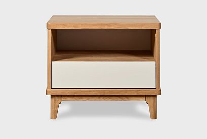Тумба прикроватная "Уоллстрит" (с нишей); *А-012.07; к-бейц-масло, ф-белый, п-бейц-масло