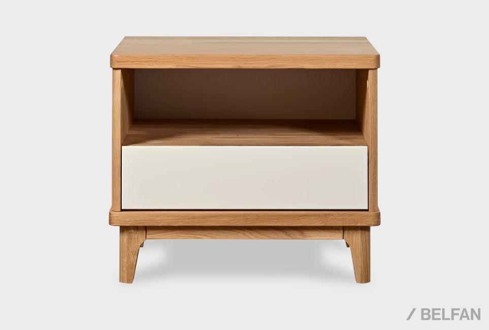 Тумба прикроватная "Уоллстрит" (с нишей) массив дуба, МДФ 2