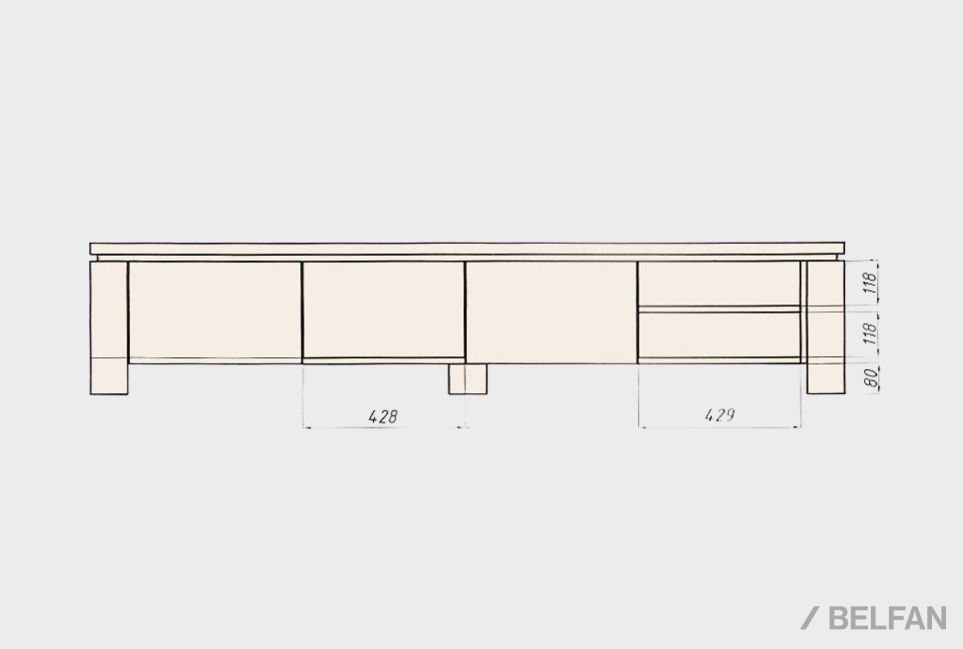 Тумба под ТВ "Берген" В-200 массив и шпон дуба 4