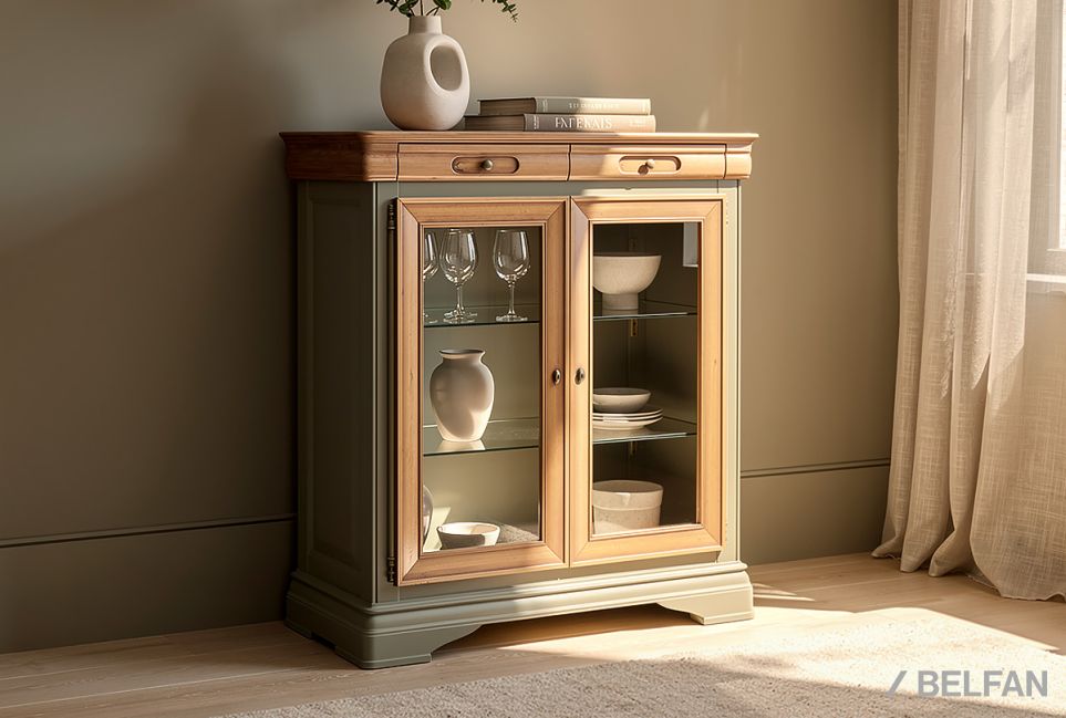 Тумба высокая "Оливия" (стекло) массив и шпон ольхи 1