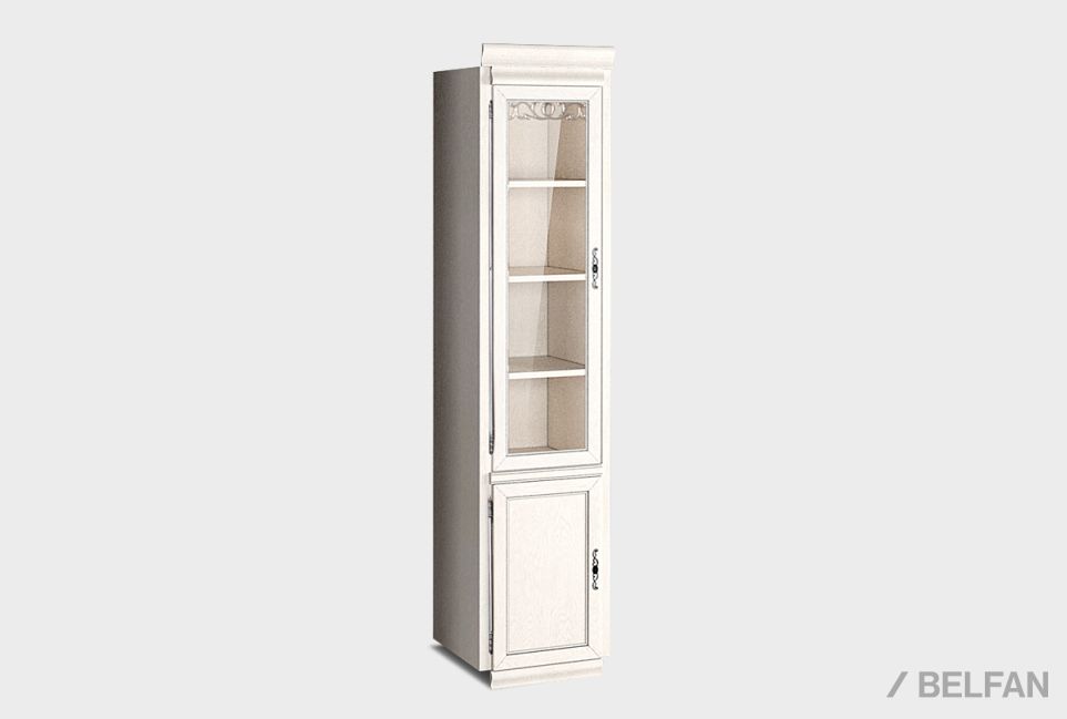 Шкаф 1-но дверный со стеклом "Тэфи" (левый) массив и шпон дуба 1