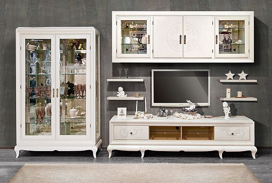 Тумба под ТВ 4-х секционная "Соната" (декор) массив и шпон дуба 8