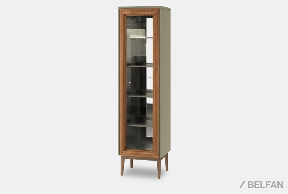 Витрина 1-но дв. "Сакраменто" (правая) массив и шпон дуба, МДФ 1