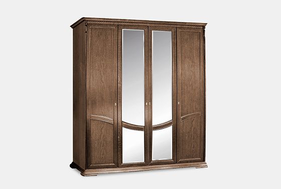 Шкаф для одежды 4-х дв. "Лика" (с зеркалом) массив и шпон дуба 3