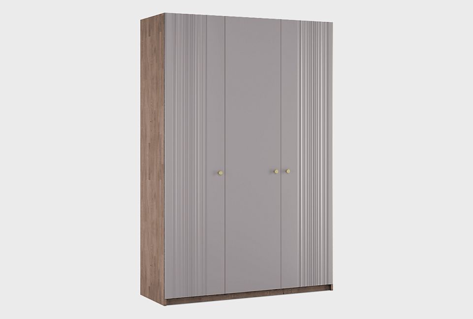 Шкаф для одежды 3-х дверный "Меридиан" (комбинированный); к-торфяной дуб, ф-панна котта