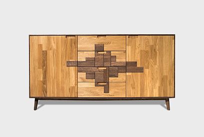 Тумба "Ирвинг Дизайн" 3; 2 двери, 4 ящика; графит, бейц-масло