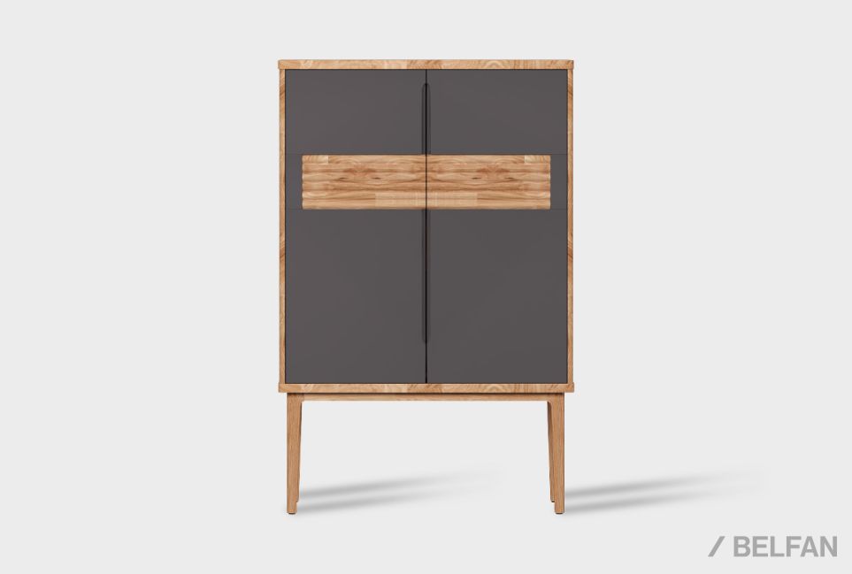 Тумба высокая "Уоллстрит" массив дуба, МДФ 1