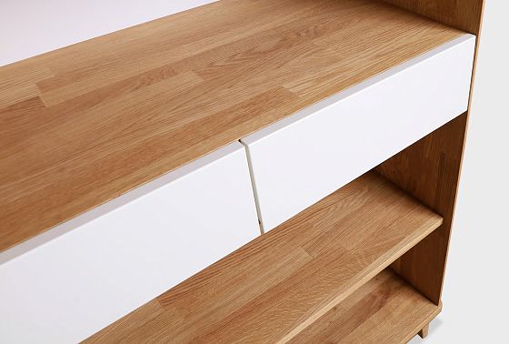 Стеллаж "Уоллстрит" (с ящиками) массив дуба, МДФ 6