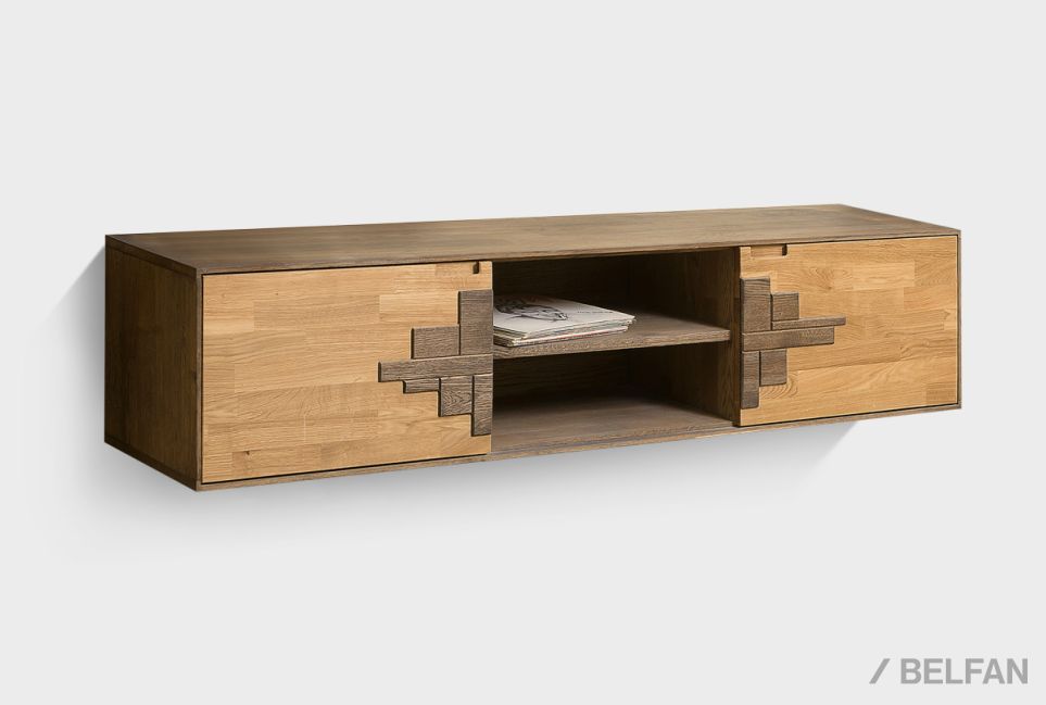 Тумба под ТВ навесная "Ирвинг Дизайн" массив дуба 1