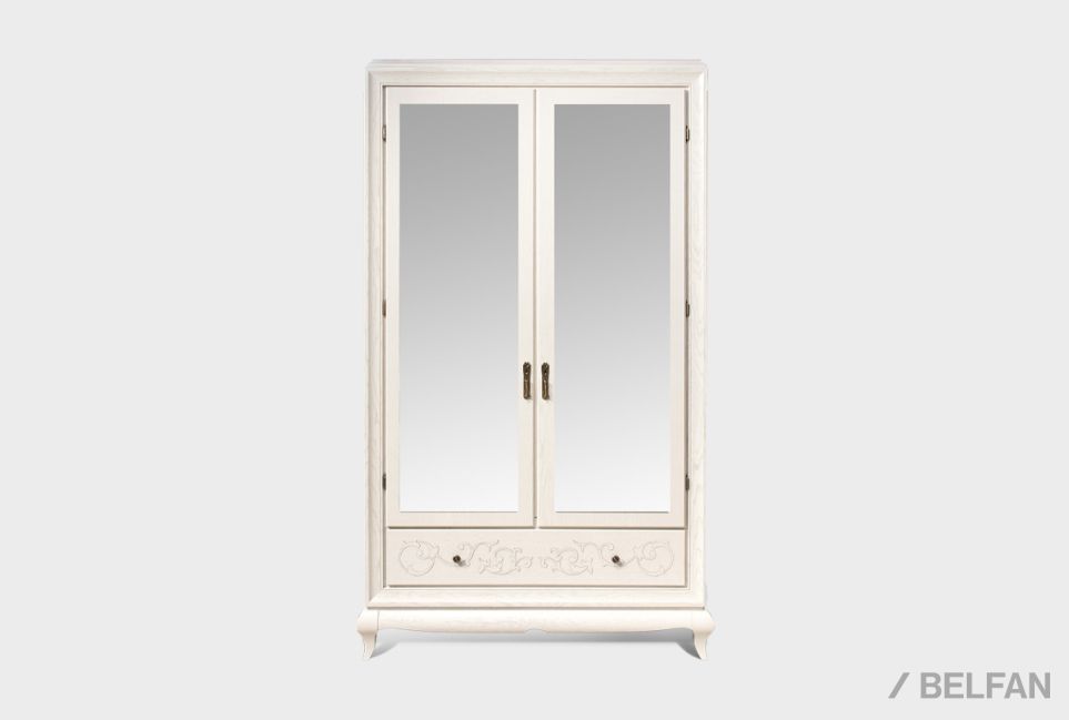 Шкаф для одежды 2-х дв. "Соната" с зеркалом (без декора) массив и шпон дуба 1