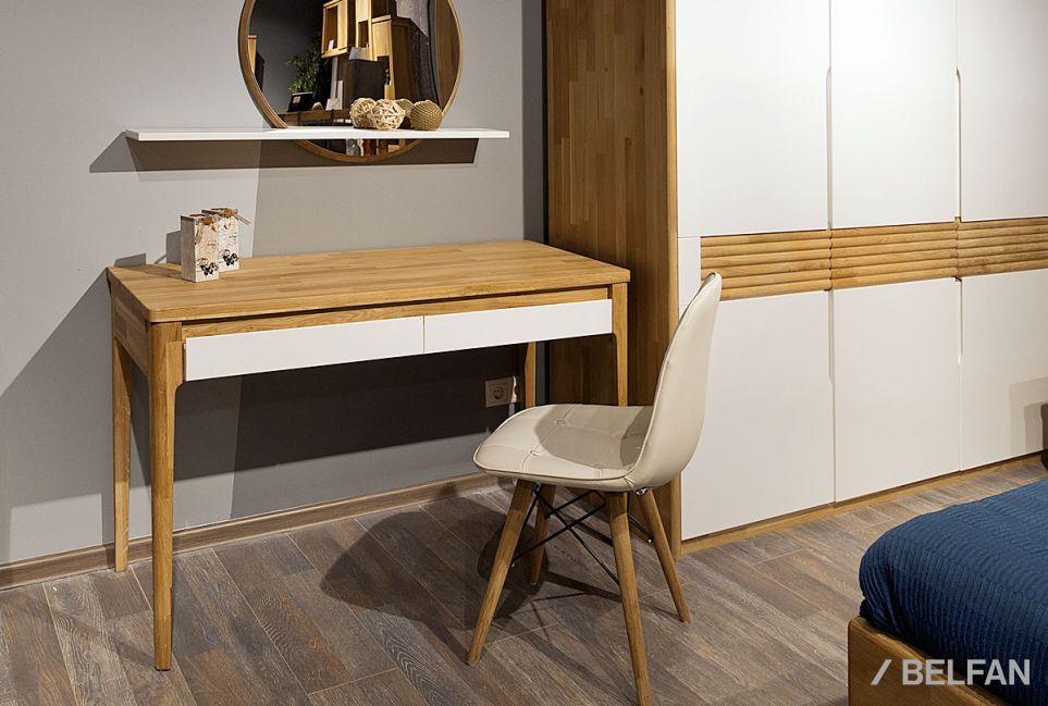 Зеркало настенное с полкой "Уоллстрит" (круглое) массив дуба 7