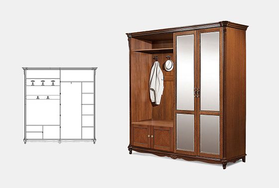 Шкаф комбинированный "Алези 22з" массив и шпон дуба 3